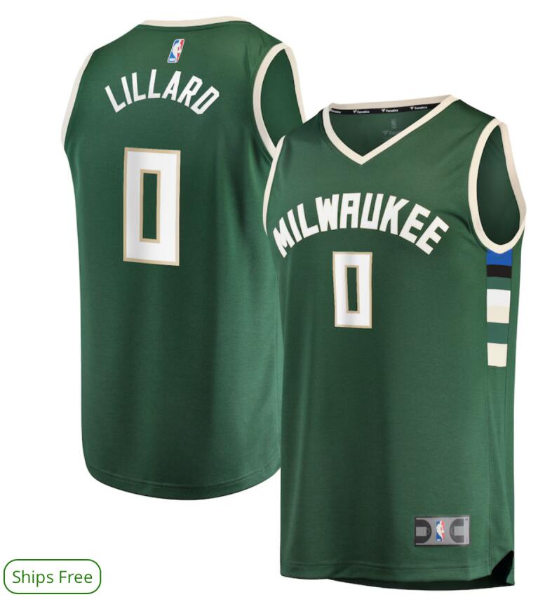 Men Nike Milwaukee Bucks #0 Lillard Green NBA Swingman Icon Edition  2024 Jersey->customized mlb jersey->Custom Jersey